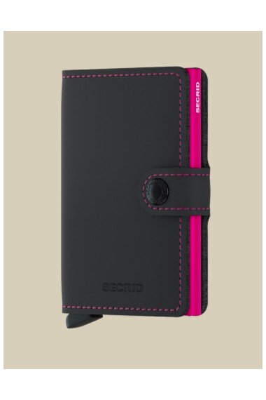 MINIWALLET MATTE BLACK & FUCHSIA
